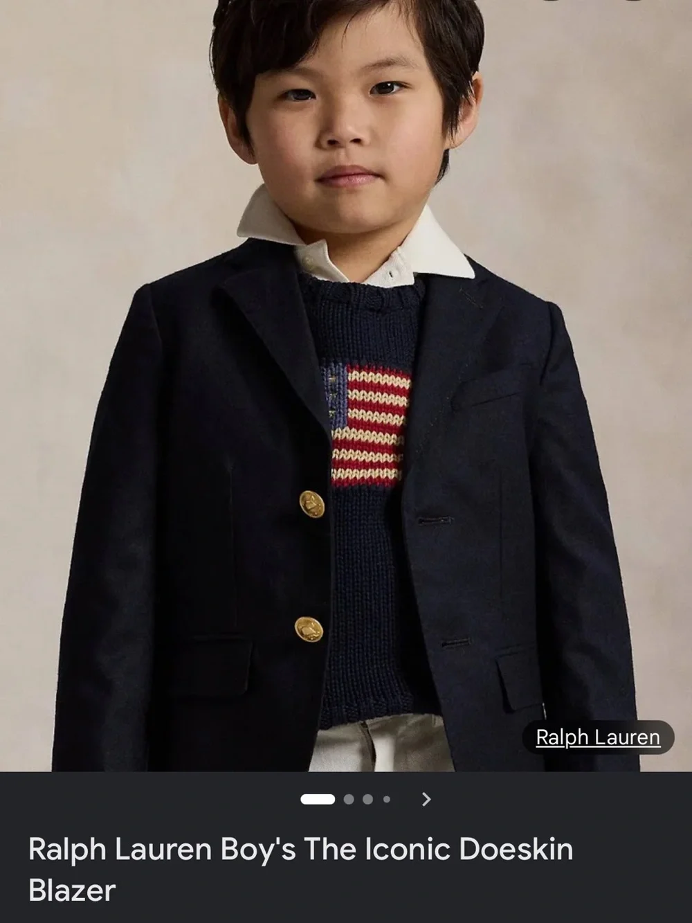 Ralph Lauren Boys Navy Blazer with Gold Buttons